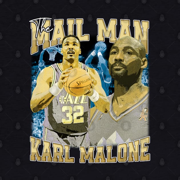 Karl Malone The Mail Man Basketball Legend Signature Vintage Retro 80s 90s Bootleg Rap Style by CarDE